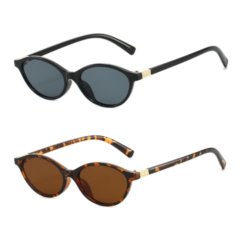 OZPYKAE Retro Oval Sunglasses for Women Men,90s Vintage Lightweight Small Narrow Glasses,Trendy UV Protection Shades