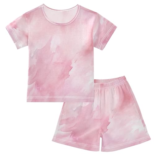 Pink Marble Kids Pjs Set Boys Girls Summer Short-Sleeve Sleepwear Pajamas 2PCS