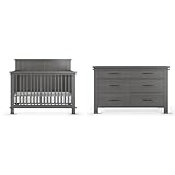 Child Craft Denman Crib and Dresser Nursery Set, 2-Piece, Includes 4-in-1 Convertible Crib and Dresser, Grows with Your Baby (Midnight Gray)