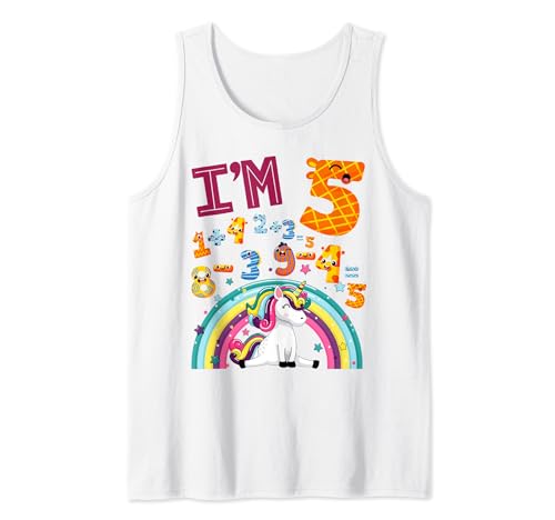 Mathematik 5. Geburtstag Einhorn Idee Kinder & 5 Jahre alte Zahlen Tank Top