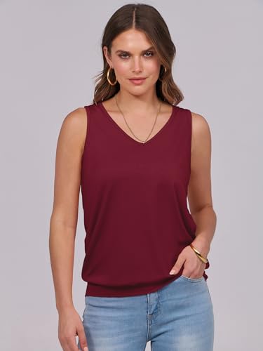 Image of ANRABESS Women Tank Tops Summer V Neck Sleeveless Casual Loose Fit Cute Cami Basic T Shirts Solid Tees 2026 Trendy Outfits