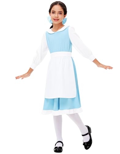 Deerose Adult Kids Blue Dress Halloween Princess Long Sleeve Dresses Maid Beauty Clothes4