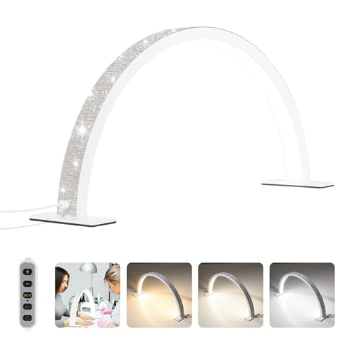 BEIYANG Lâmpada de unhas meia lua para mesa, lâmpada de cílios de ajuste de luz, luz de cílios LED d