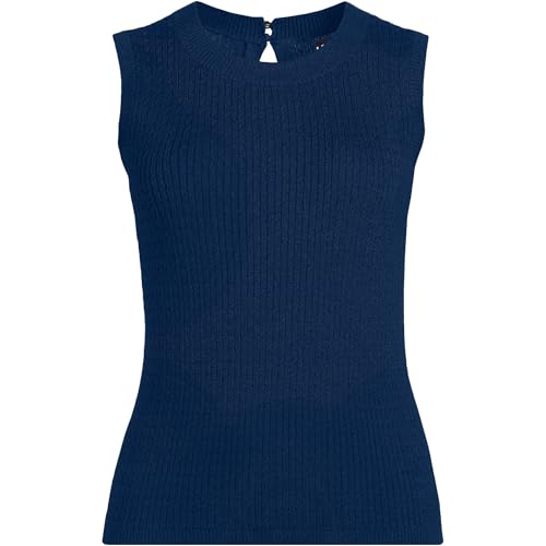 Lands' End Women's Fine Gauge Baby Cable Crew Neck Sleeveless Sweater3