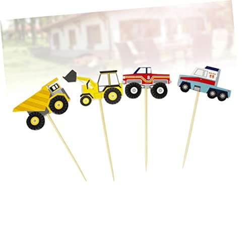 Totority 24 Pçs Decoração De Carro Topo De Bolo De Carro Topo De Bolo De Caminhão Cupcake Piks Trato