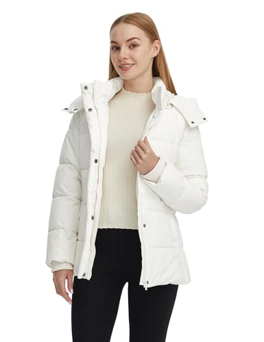 Skieer Women's Winter Jacket Warm Hooded Puffer Coat Windproof Snow Outerwear Coat(White,Medium) - Thumbnail 3