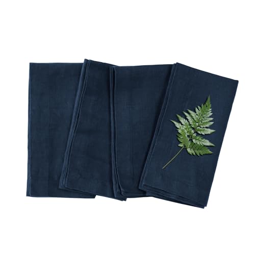 TRITON LINEN 100% Pure French Linen Dinner Napkins-(Navy, 20x20 Inch)