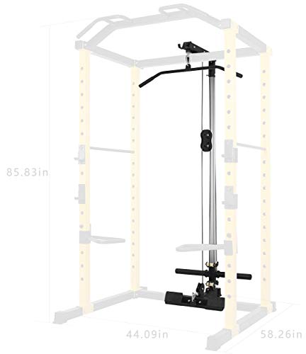 HULKFIT Pro Series Lat Pulldown Low Row Multi Function Adjustable Power Cage Accessory Attachment - Black & Chrome - Thumbnail 3