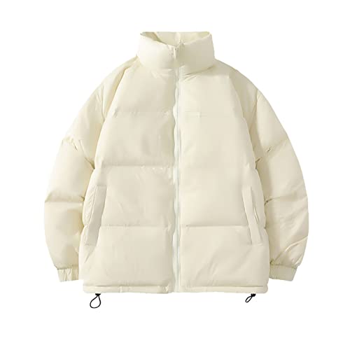 TIYRUS Outono e Inverno Cor Sólida Gola em Pé Jaqueta Leve Fina Jaqueta de Pão Masculina Engrossada
