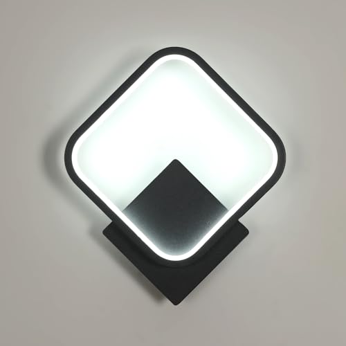 Osairous Applique da Parete LED Interno, 17W 1912LM Moderno Lampada da Parete Quadrato in Alluminio, Camera da Letto Lampade a Muro per Soggiorno, Corridoio, Scale, Bianco Freddo 6500K, Nero