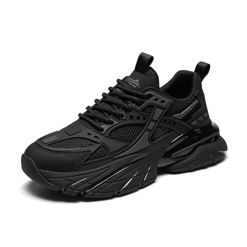 YCMM Casual Mesh Walking Shoes for Men Chunky Platform Sneakers Breathable Lace-Up Dad Style Footwear for Work Workout Everyday Use