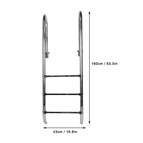 Escalera para piscina 3 peldaños acero inoxidable antideslizante miniatura 3