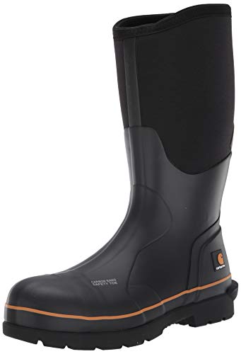 Carhartt Men's 15' Waterproof Rubber Pull-On Nano Safety Toe CMV1451 Knee High Boot, Black, 11