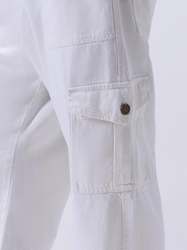 Image of Urbano Fashion Men's Loose Mid Rise Baggy Fit Cargo Jeans with 6 Pockets Non-Stretchable
