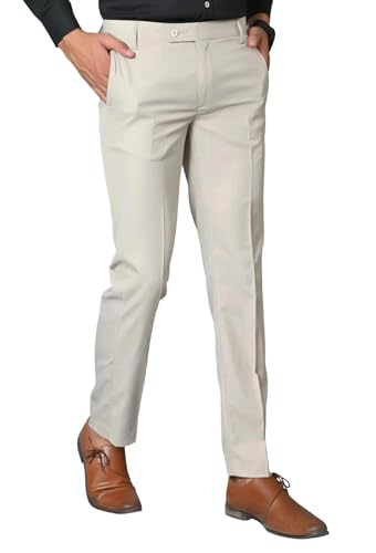 Men's Slim Fit Stretchable Trousers Pant with Pockets | Lycra Ble...