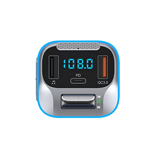 Image of VeeDee Bluetooth FM Transmitter, TVARA T19 (November 2022 Model) PD + QC 3.0 TF Card + U Disk, Wireless 5.0 Colorful Atomosphere Light, Hands Free Calling Lossless Music