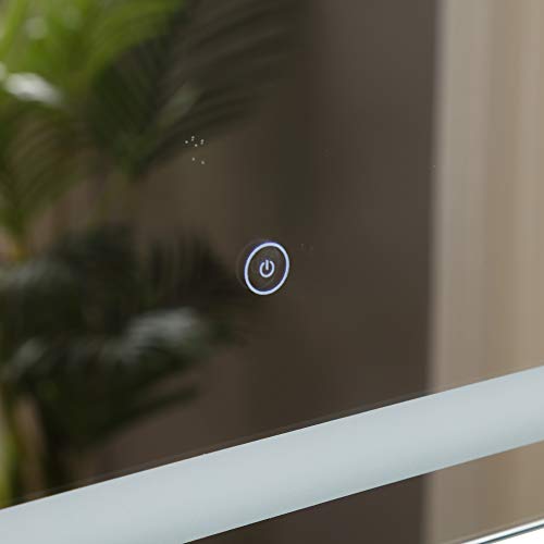 kleankin 80x60cm LED Bathroom Mirror Wall Mounted Vanity Light Illuminated w/Touch Switch Accessories Home Furnishings