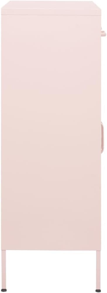 Pink Steel Storage Cabinet with Adjustable Shelves 31.5 x 13.8 x 40 in Durable Metal Storage Locker for Home Office Living Room Organization