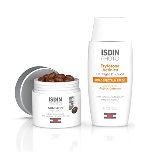 Isdin Suncare Bundle Sunscreen & Dietary Supplement - Eryfotona Actinica Mineral Sunscreen & Sunisdin Daily Antioxidant #TOP23