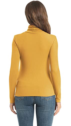 Image of Women's Casual Long Sleeve Turtleneck Tops Slim Fitted Lightweight Base Layer Shirts