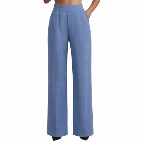 Pantalon en lin coupe droite taille haute pour femme | Confort bureau