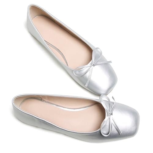 Image of Dear Time Women's Casual Foldable Ballet Flats Square Toe Ballerina Flats Shoes Comfortable