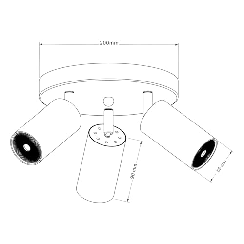 Plafonnier spot mobile Maclean MCE362 B noir mat 3xGU10 en aluminium design - 6