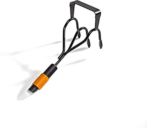 Fiskars Griffe sarcleuse à 3 dents, 2 en 1: griffe et grattoir, Tête d'outil QuikFit, Acier, Noir/Orange, QuikFit, 1000681