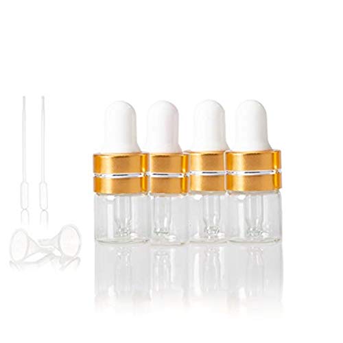 50PC 1ML Clear Small Glass Dropper Bottles Perfume Sampling Vials for Essential Oil with Free Dropper