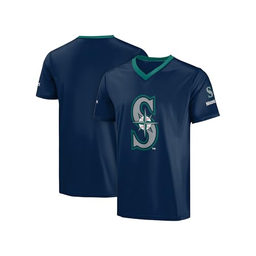 Image of FOCO MLB Men's Officially Licensed Primary Logo Wordmark Ballpark Team Color Baseball Performance V-Neck Top