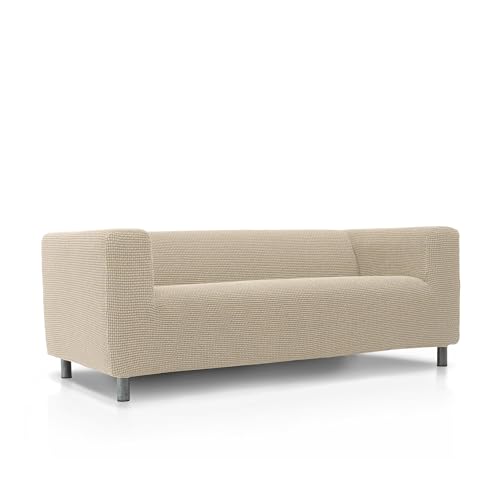 FAVERTI® Funda Super Elástica Sofá Compatible con el Sofá KLIPPAN 2 plazas de IKEA | Modelo NOVELE | Beige | Protector de Calidad de Tejido Jacquard Tacto algodón