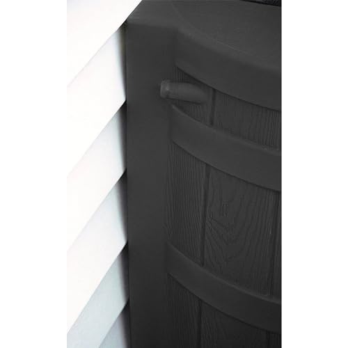 Image of Good Ideas Rain Wizard 50 Gallon Plastic Outdoor Home Rain Barrel Water Storage Collector with Brass Spigot and Flat Back Design, Black (3 Pack)
