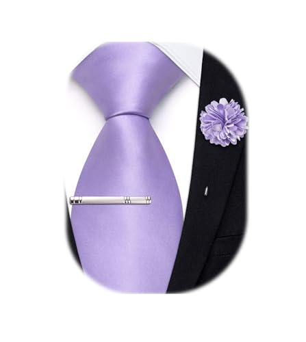 Image of Hi-Tie Pretied Boys Ties Solid Color Kids Adjustable Necktie Lapel Pin Clip Set Age 8-12 Wedding School Graduation