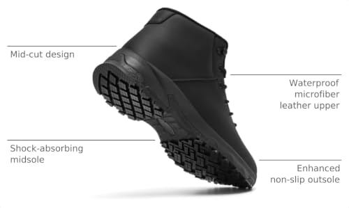 Image of SHULOOK Non Slip Work Boots for Men Slip Resistant Shoes Waterproof Food Service Chef Kitchen Restaurant Working Boots Casual Leather Ankle Boot Outdoor Walking Booties