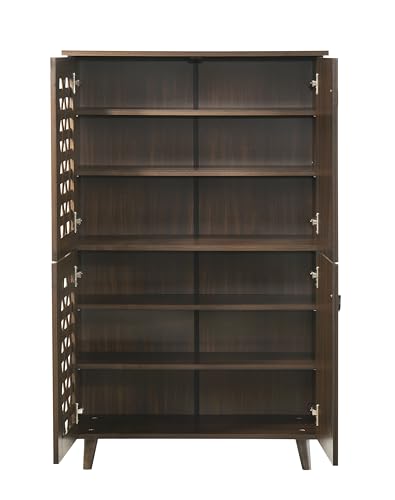 Image of DeckUp Ceylon 4-Door Engineered Wood Shoe Rack (Walnut, Matte Finish)