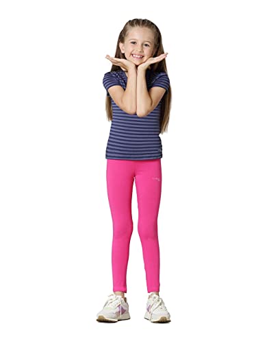 Girl's Stretch Fit High Rise Snug Fit Leggings - Power Plus Cotton Spandex - Super Soft, Stretchable