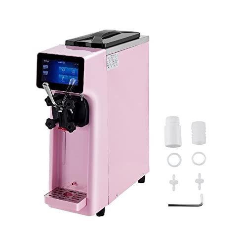 HEALBYBLE 10-20L/H Máquina for Hacer Helados Comercial de un Solo Sabor Encimera Helado Sorbete Yogur Equipo de congelación for el hogar Máquina expendedora,Alta Durabilidad(Pink)