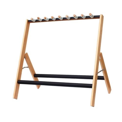 Oshhni さまざまな楽器用の木製ギタースタンド、ベースとエレキギター用の折りたたみ式ギタースタンド, ギター5本