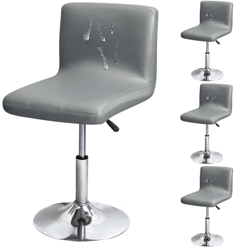 Fundas para taburetes de bar de piel sintética, respaldo bajo, giratorias, para cocina, restaurante, color gris oscuro