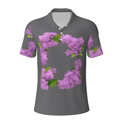Polo respirant pour homme à manches courtes et motif fleurs lilas
