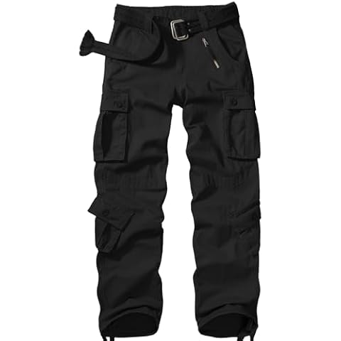 Jessie Kidden Men's Casual Military Cargo Pants, 8 Pockets Cotton Wild Combat Tactical Trousers,7533 Balck,40 Black Cover