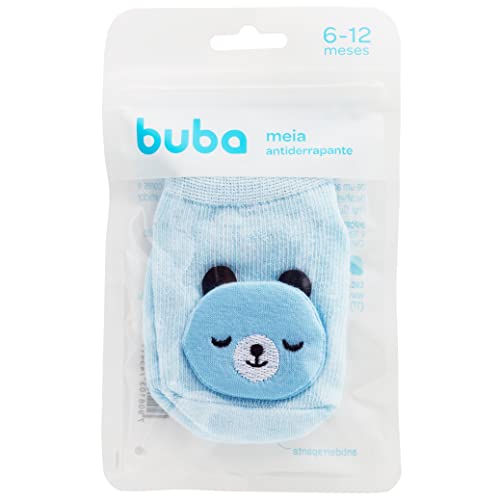Buba Meia Antiderrapante Com Aplique Urso Azul - P
