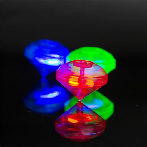 3 Pack LED Light Up Spinning Tops with Launcher Gyroscope, Colorful Flashing Toys Novelty Spinning Light Up Toy Party Favors Goodie Bag Fillers Glow Dark Party Supply Bulk Toys