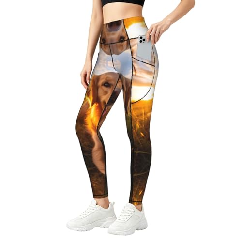 Legging fitness chien doux à poches anti-frottement
