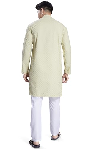 Image of DIVISIVE Men's Thread Embroidered Cotton Only Slim Fit Kurta