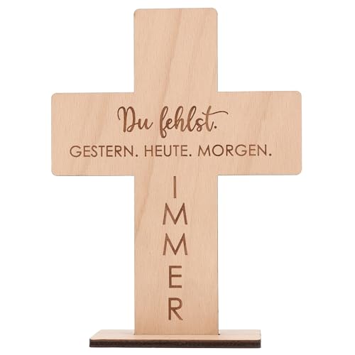 Spruchreif | Holzkreuz mit Gravur | Holzaufsteller Kreuz | Geschenke aus Holz | Christliche Geschenk | Geschenk Trauer | Trauergeschenk