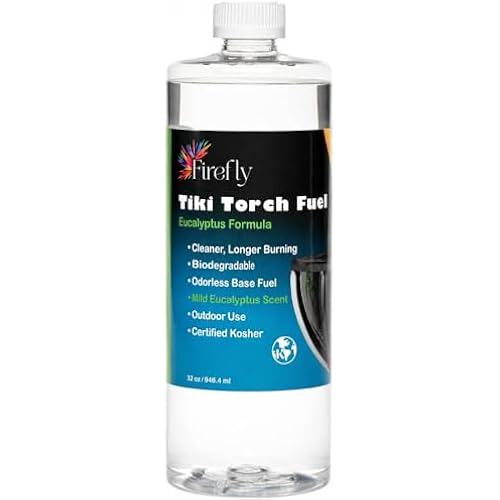 Firefly Fuel Tiki Torch Fuel - Lamp Oil 32 oz. - Clean Burn Eucalyptus