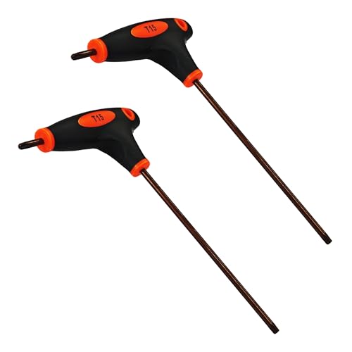 bociloy 2Pcs T15 Torx Screwdriver, Anti Tamper Proof Torx Key, S2 Steel T-Handle Dual End Wrench for Home Repair and Mechanical Maintenance, Red
