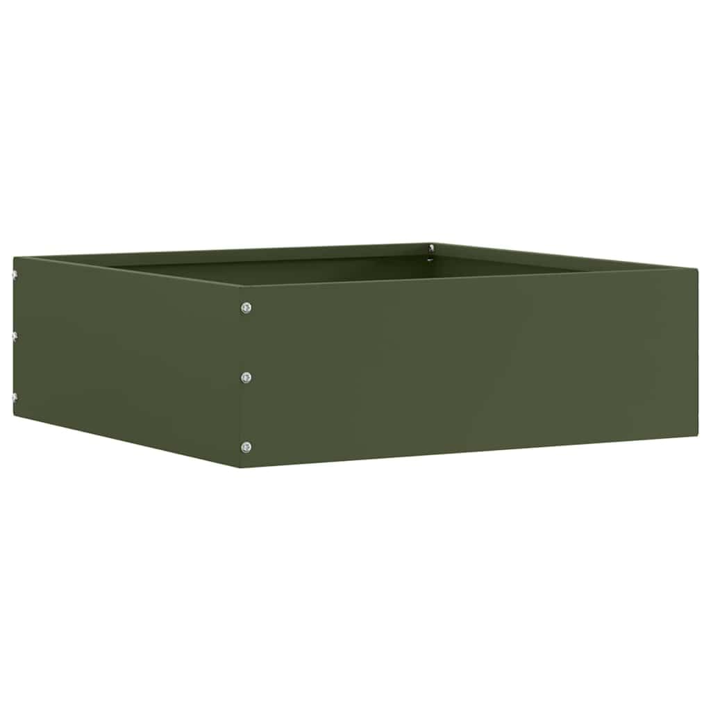 Lot de 6 bordures de pelouse en acier robuste - Vert olive - 40 x 40 x 13 cm - Bordure de jardin durable pour parterre de fleurs et aménagement paysager - Montage facile