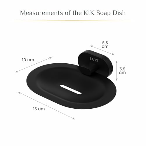 Image of LAPO Single Soap Holder for Bathroom, 304 Stainless Steel Soap Dish with Drain Tray, Wall Mounted Rust Resistant Bathroom Accessories, Black Finish,25 Years Warranty, Pack of 1 - KIK